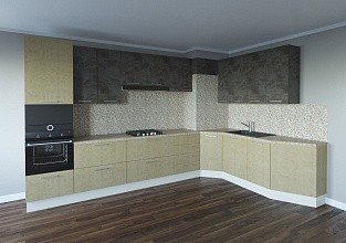 Угловая кухня "SMART" бежево-коричневая, фото 3