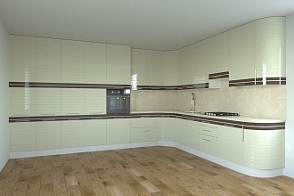 Угловая кухня "Бостон" в эмали с пеналами, фото 1