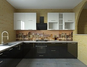 Угловая кухня "Джаз" в эмали, двухцветная, фото 3