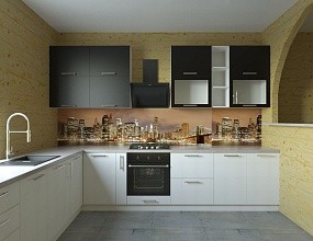 Угловая кухня "Джаз" в эмали, двухцветная, фото 10