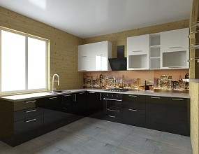 Угловая кухня "Джаз" в эмали, двухцветная, фото 1