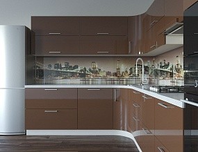 Удобная угловая кухня "Джаз" в эмали с радиусным пеналом, фото 3