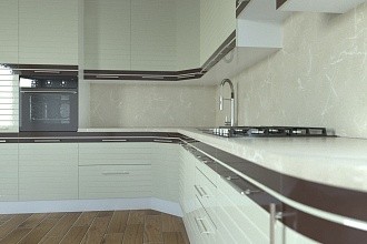 Угловая кухня "Бостон" в эмали с пеналами, фото 3